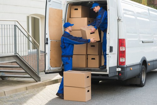 Removal team preparing a house move in Edgware