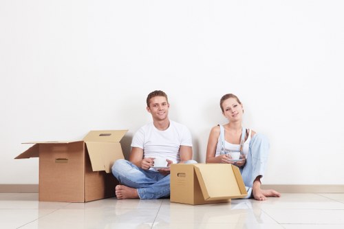 Packed boxes and wrapped household items ready for removals