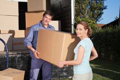 Commercial moving team handling office equipment in Edgware